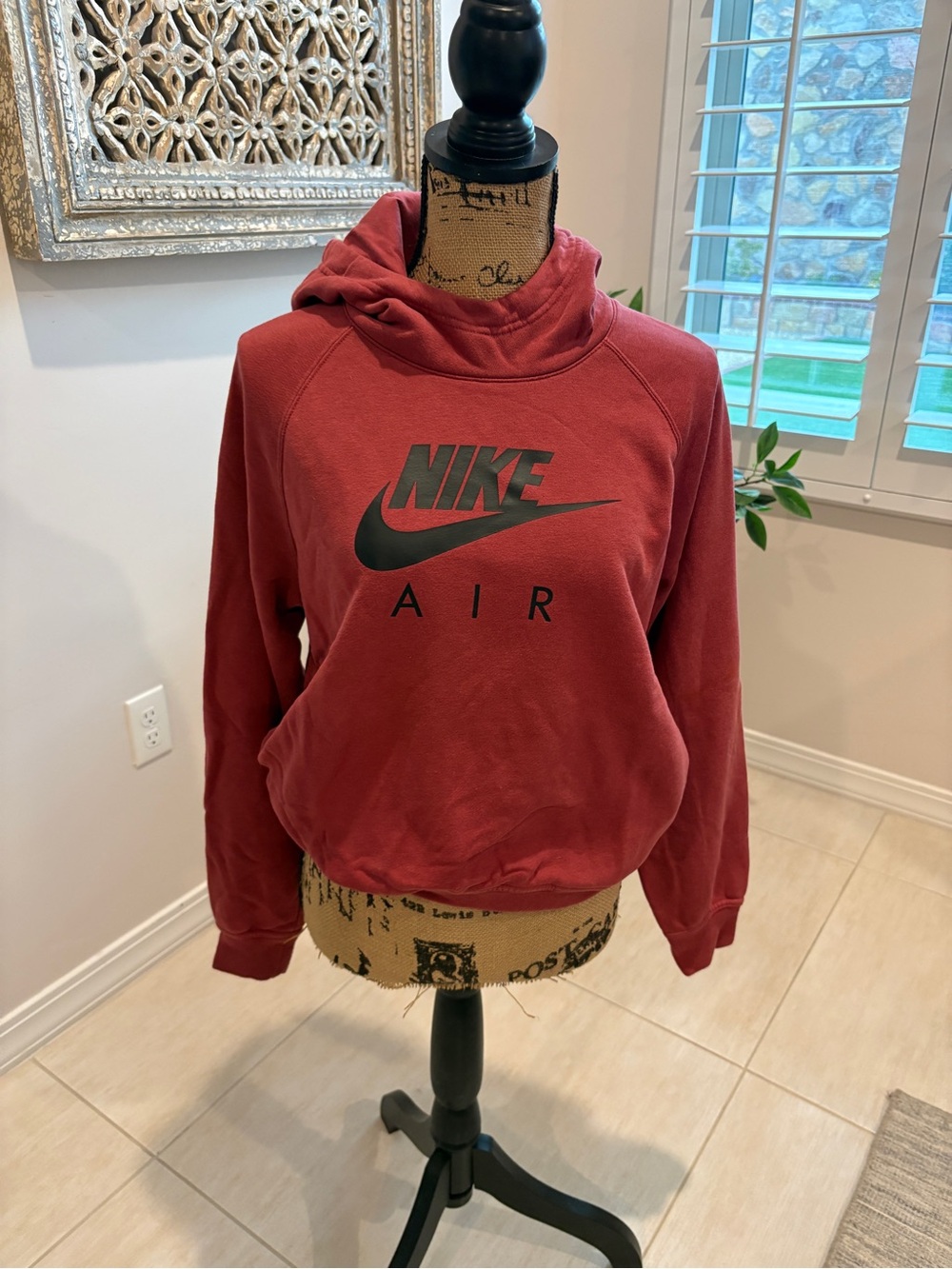 Nike Red Pullover Hoodie with Black Logo